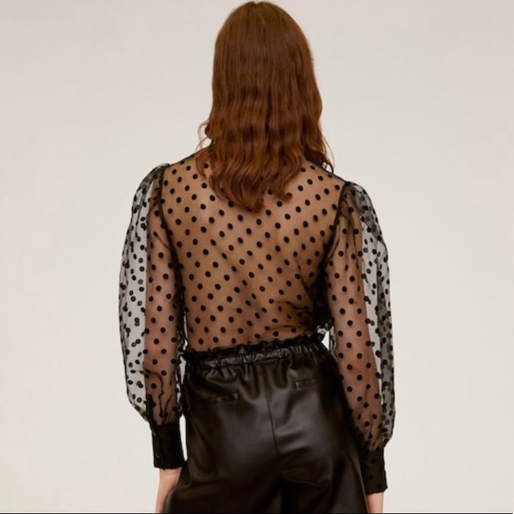 NWT sheer back black polka dot blouse - Picture 2 of 7